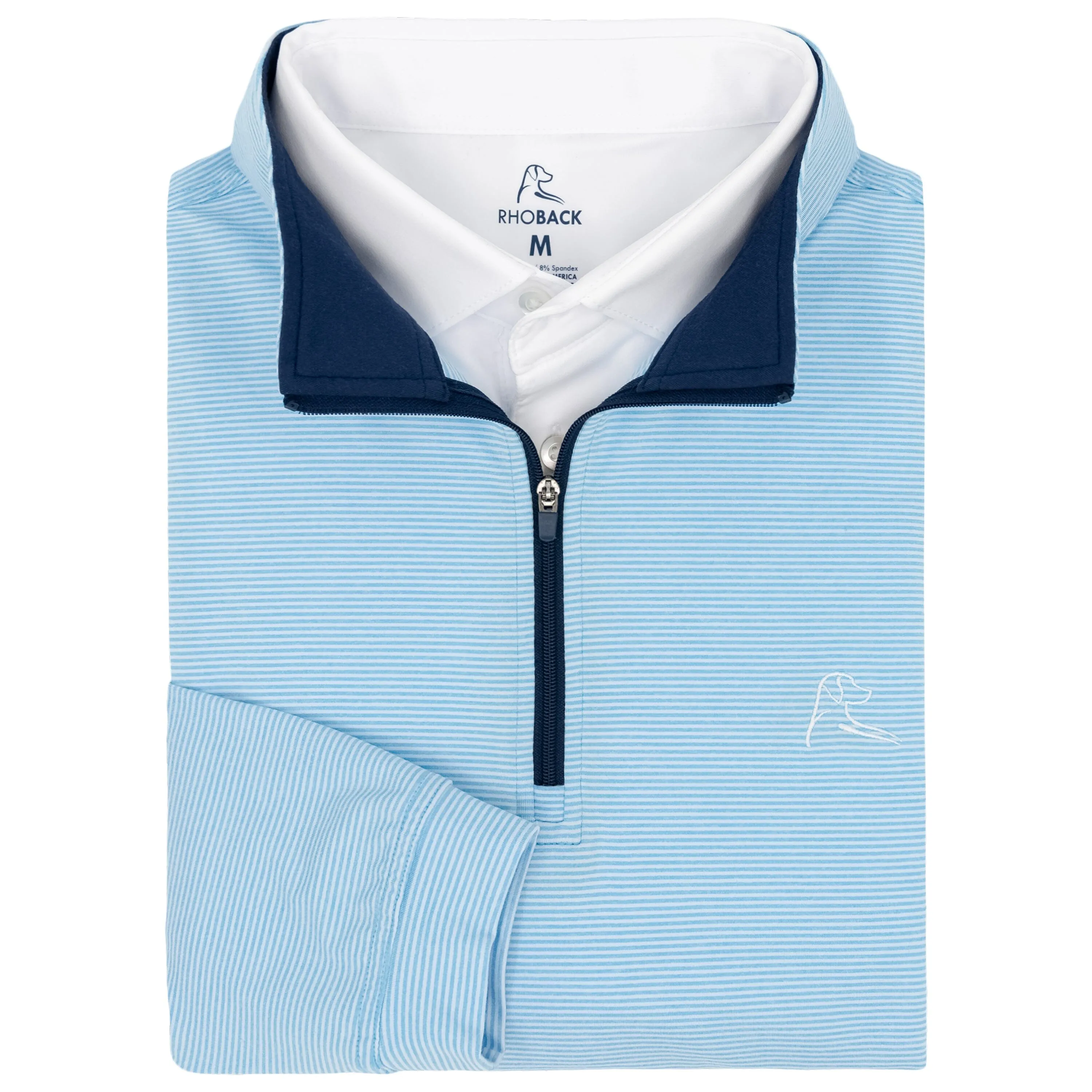 Riva Heather Stripe Performance Q-Zip | The Riva Heather Stripe - Beluga Blue/White