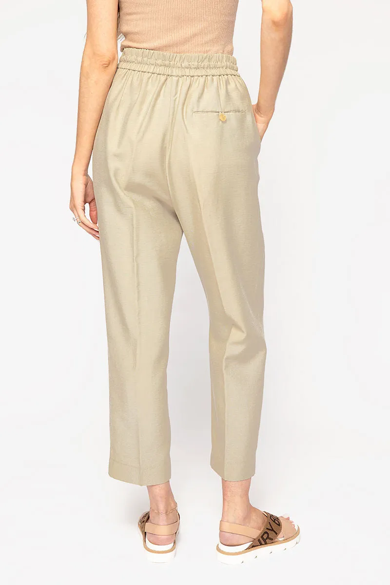 Sand-Washed Drawstring Pants in Khaki