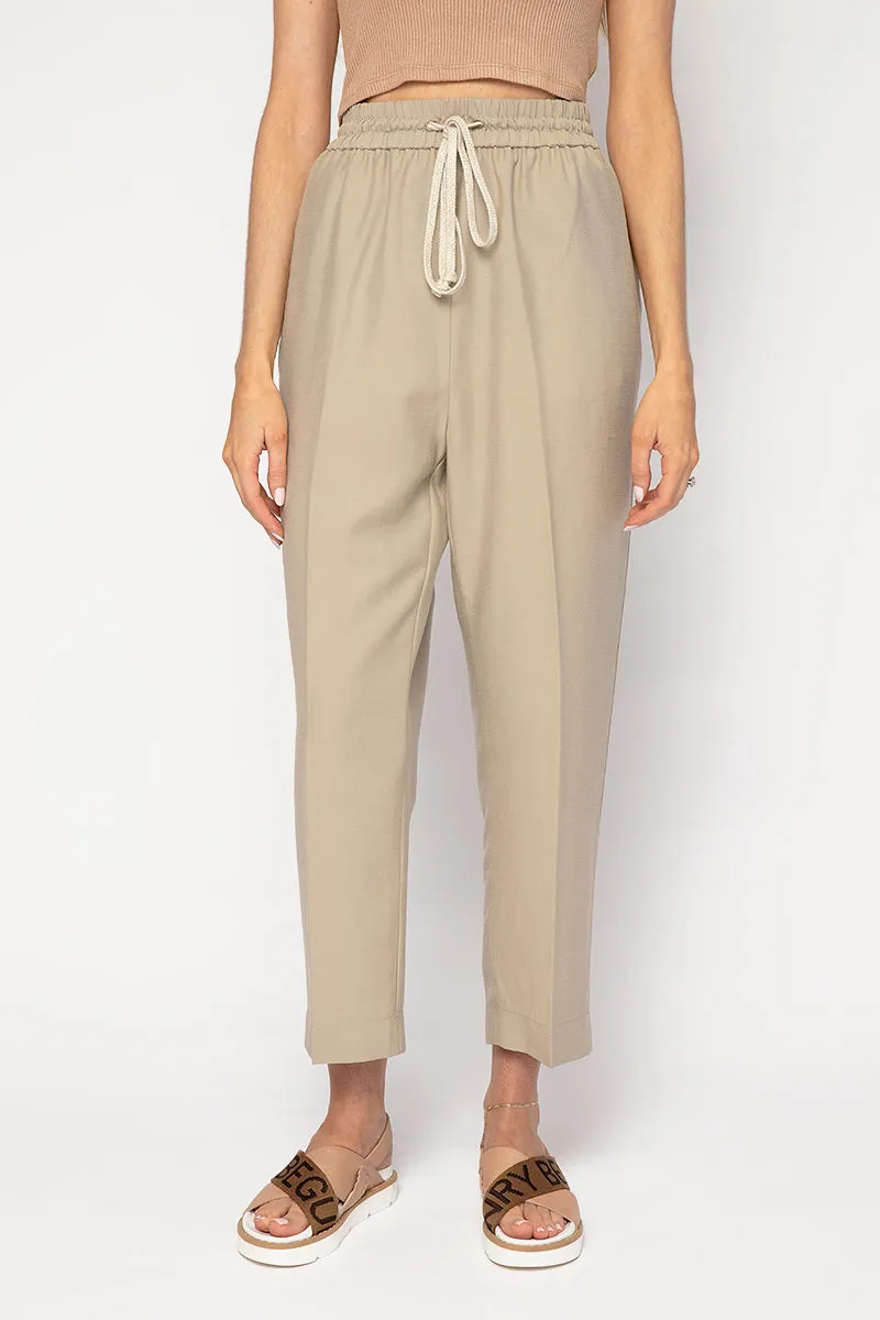 Sand-Washed Drawstring Pants in Khaki