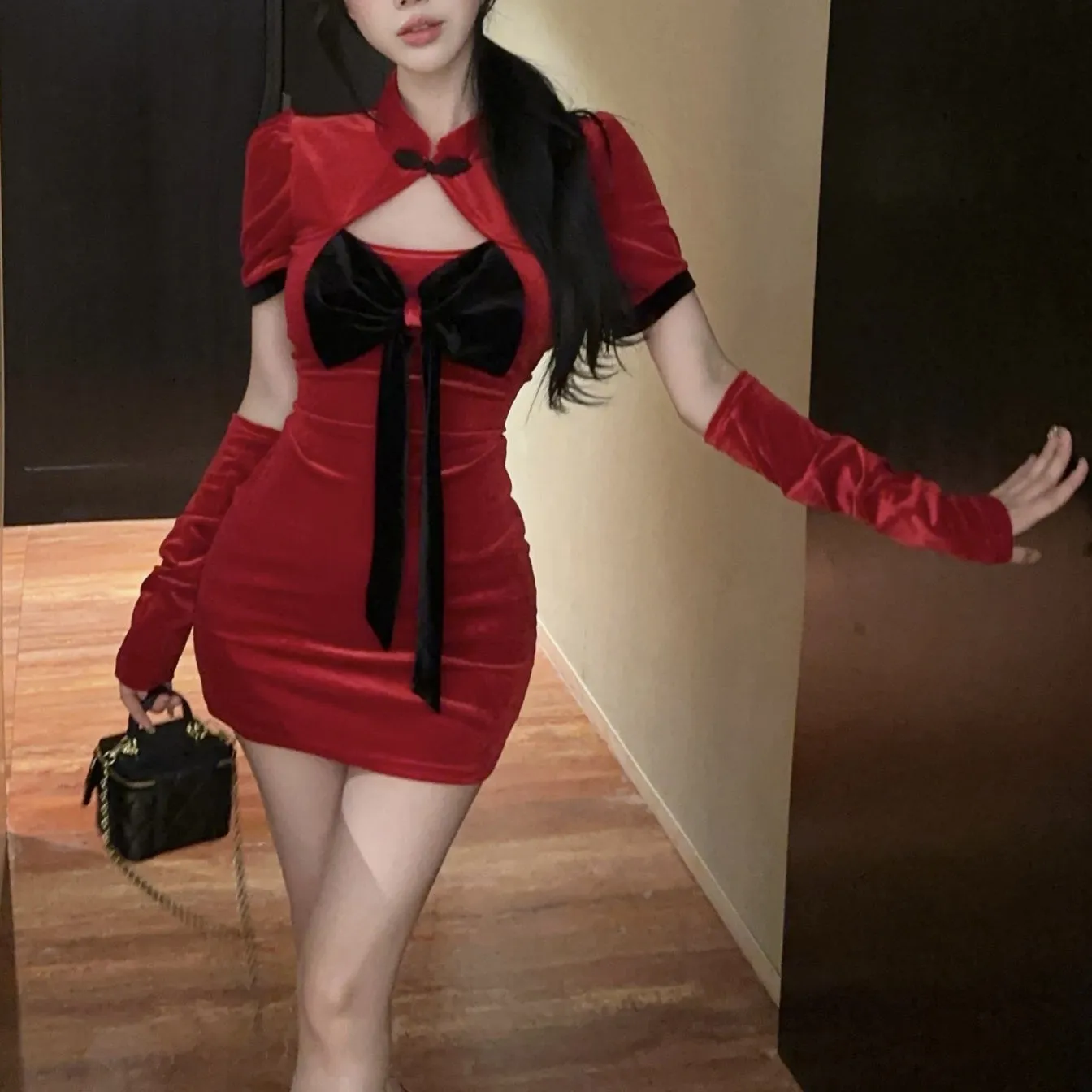 Sexy Hollow Bow Red Dress