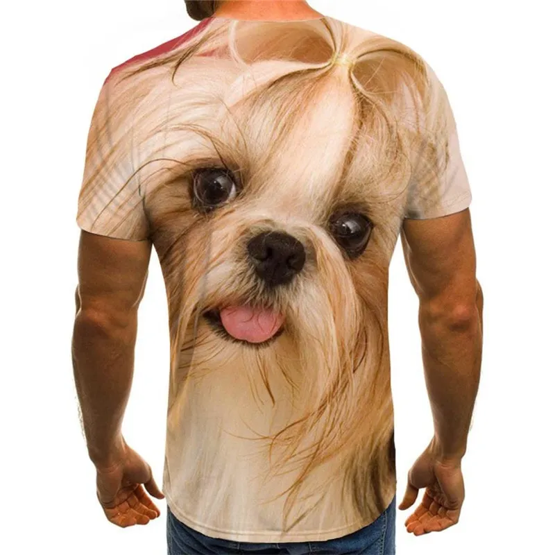 shirts dog t shirt 3D Puppy Cute animal art costume Casual men's big Smart dogs