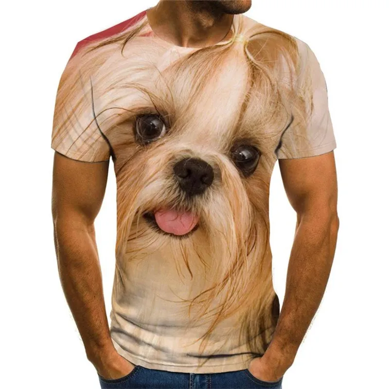 shirts dog t shirt 3D Puppy Cute animal art costume Casual men's big Smart dogs