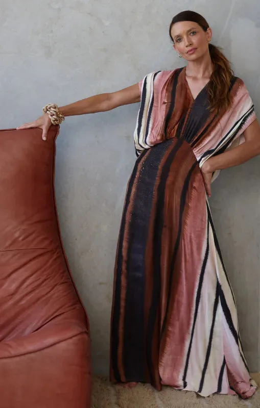 Sophia Rouche Shoulder Dress in Campania Stripe