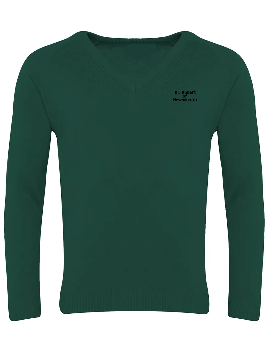 St Robert of Newminster Catholic School Green V Neck Jumper (Year 7 - 9)