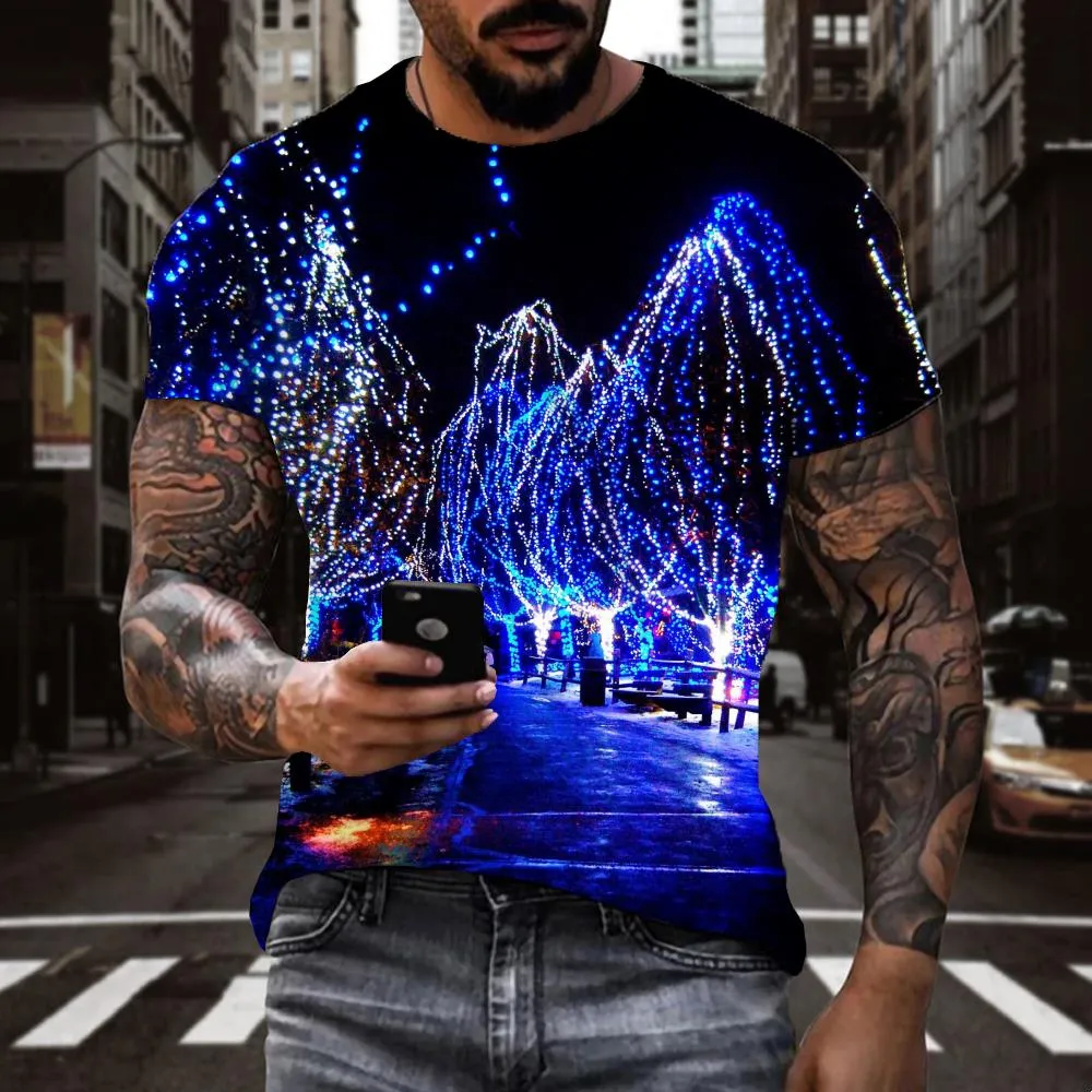 street lighting t shirts festival tee top Cool men Christmas art costume