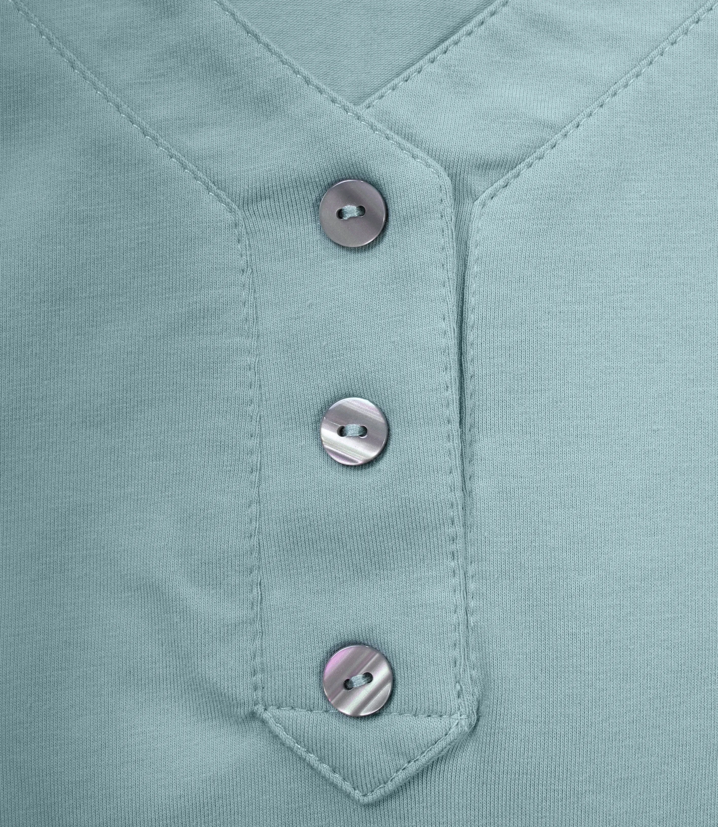 Stretch Naturals Lite 3/4 Sleeve Button Henley with Pockets Classic Colors