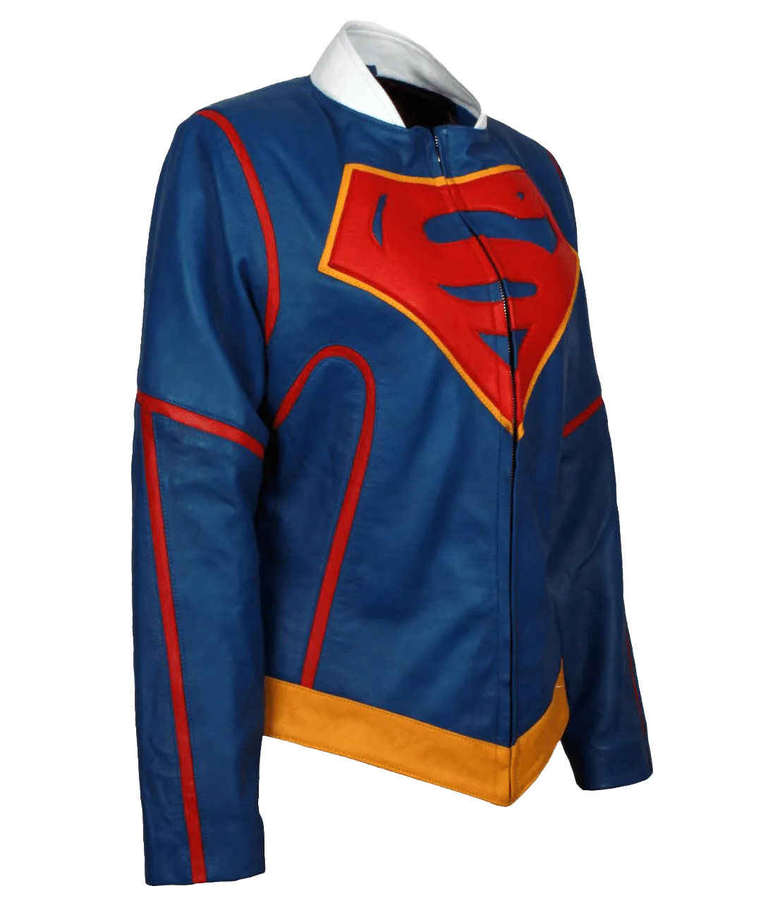 Super Girl Melissa Benoist Blue Leather Jacket | Women's Supergirl Web Series Jacket