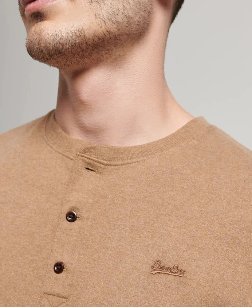 Superdry - Essential Logo Long Sleeve Henley Tee Buck Tan Marle