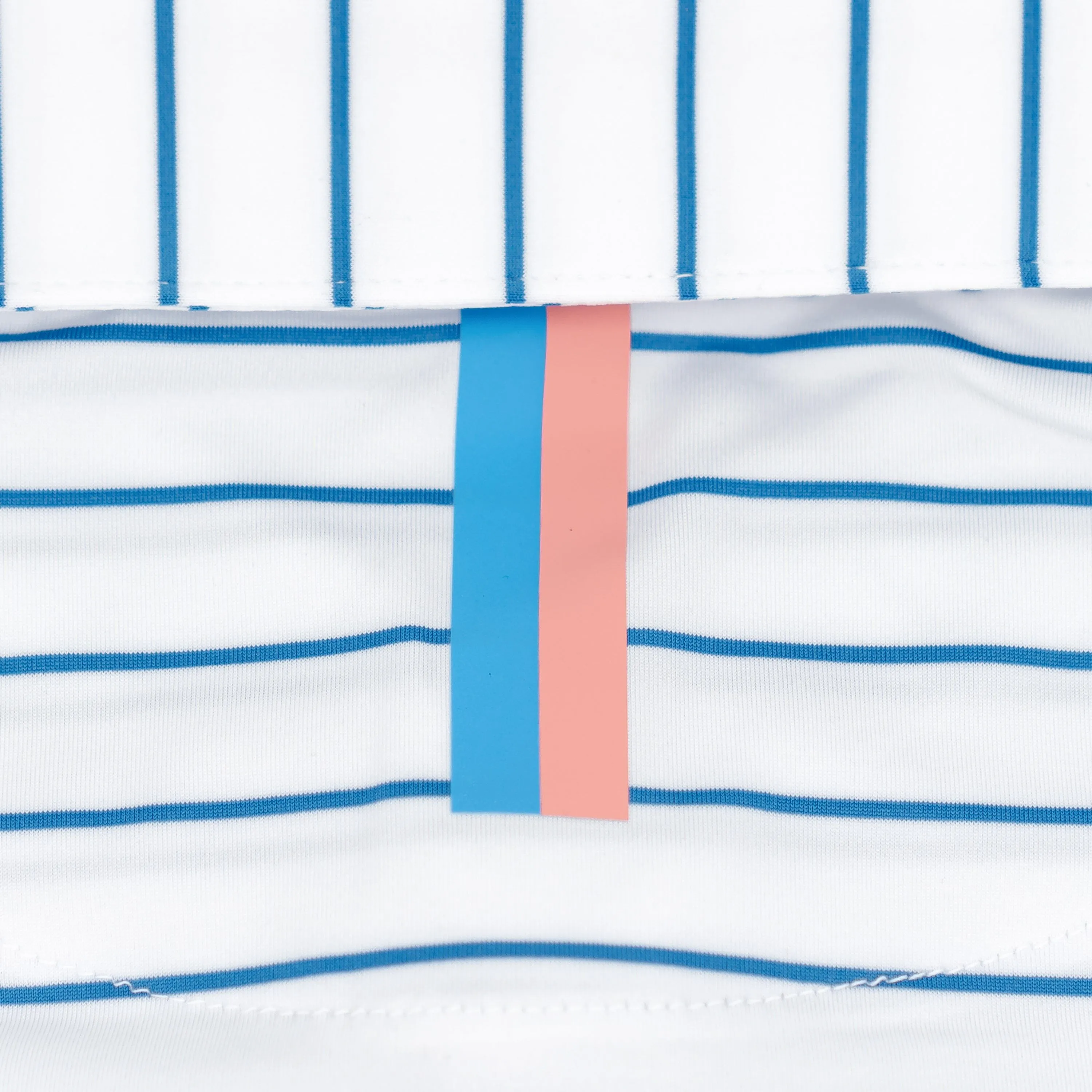 The Deck Stripe | Performance Polo | The Deck Stripe - White/Birdie Blue