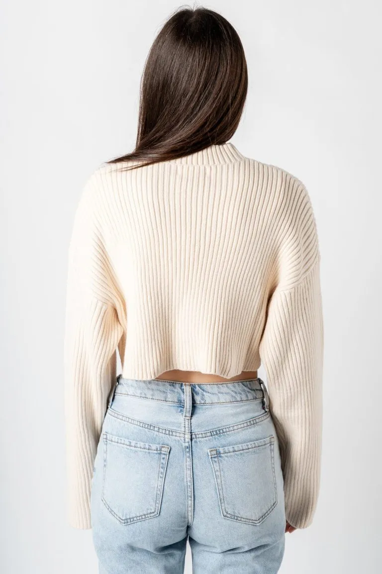 The Jeanelle Mock Neck Ribbed Cropped Sweater