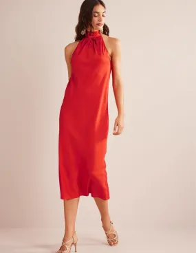 Tie Back Slip Midi Dress-Cherry Tomato