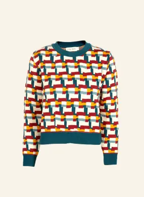 Unisex Esther Jumper - Teal Blocks