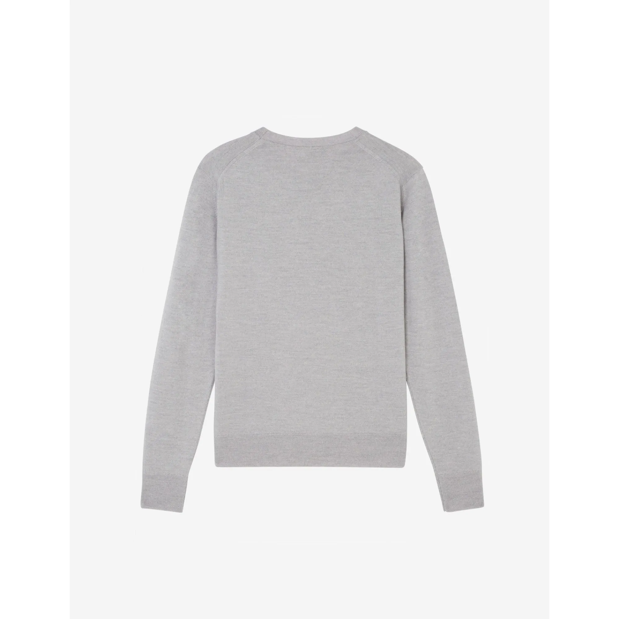 Unisex Virgin Wool R-Neck Pullover - Grey Melange