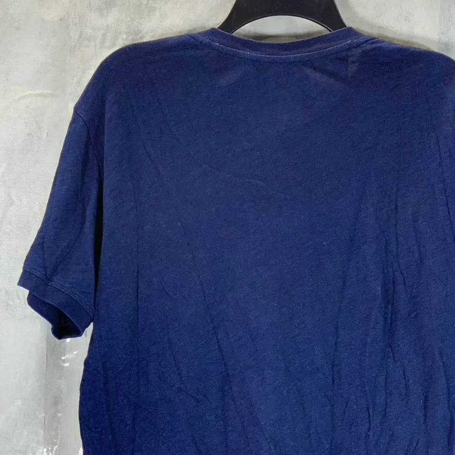 VINCE. Men's Navy Heathered Short-Sleeve Henley T-Shirt SZ M