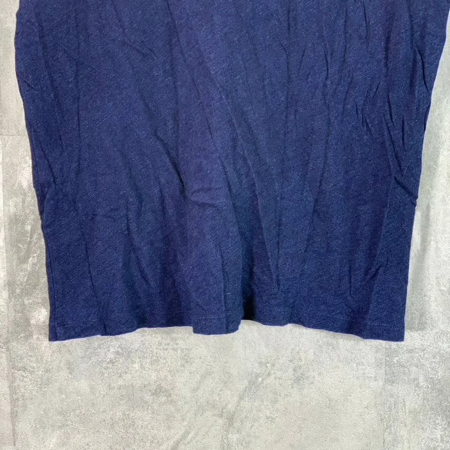 VINCE. Men's Navy Heathered Short-Sleeve Henley T-Shirt SZ M