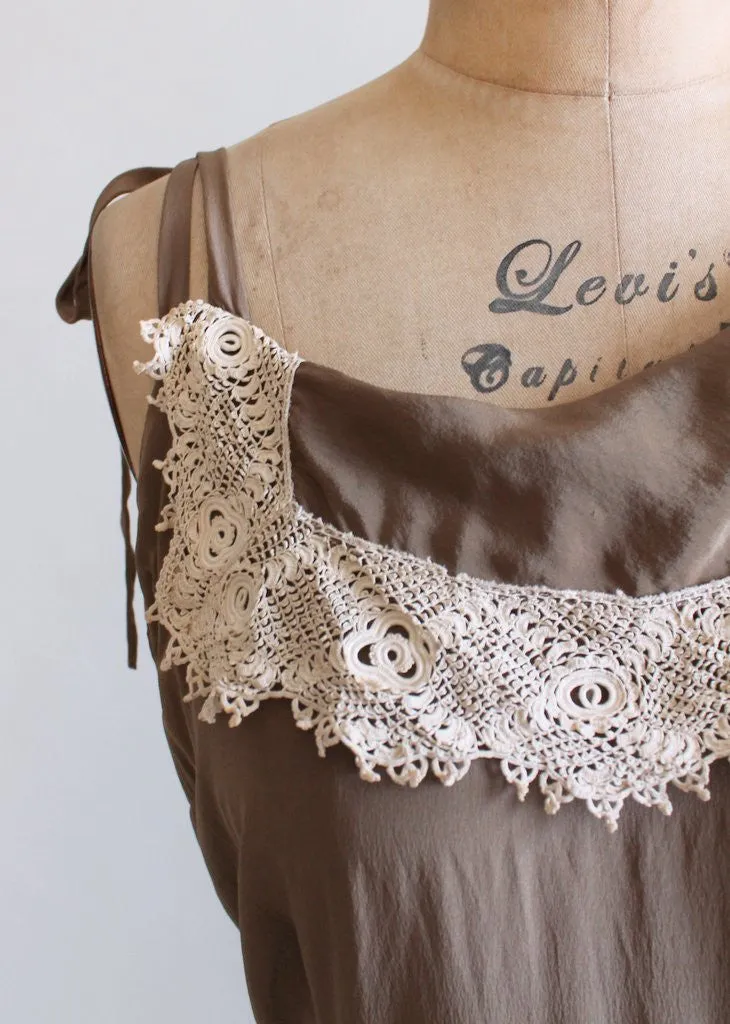 Vintage 1930s Silk and Tatted Lace Asymmetrical Sundress