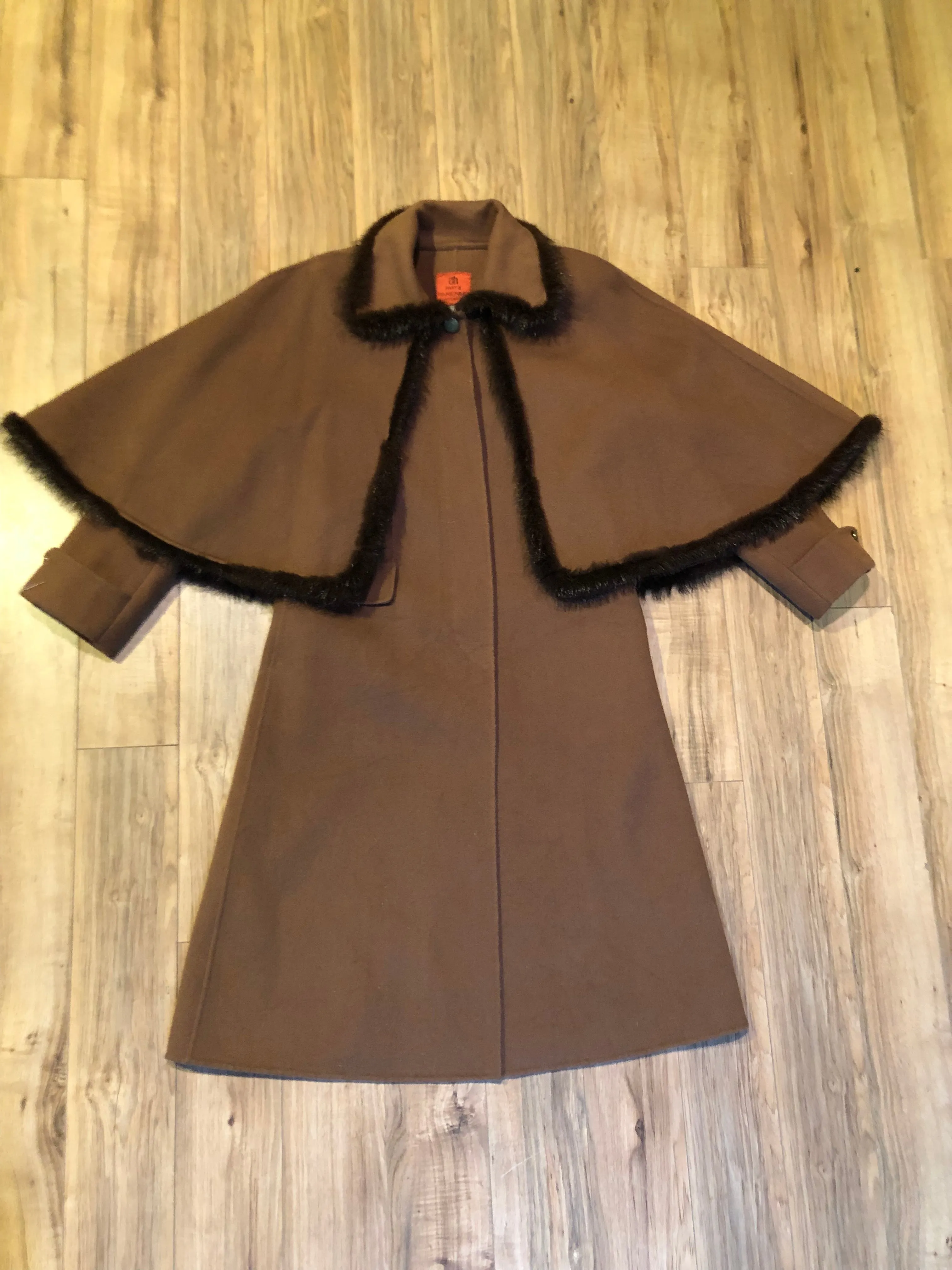 Vintage “Ch” by Tokyo and Co Long Coat with Fur Trim Cape