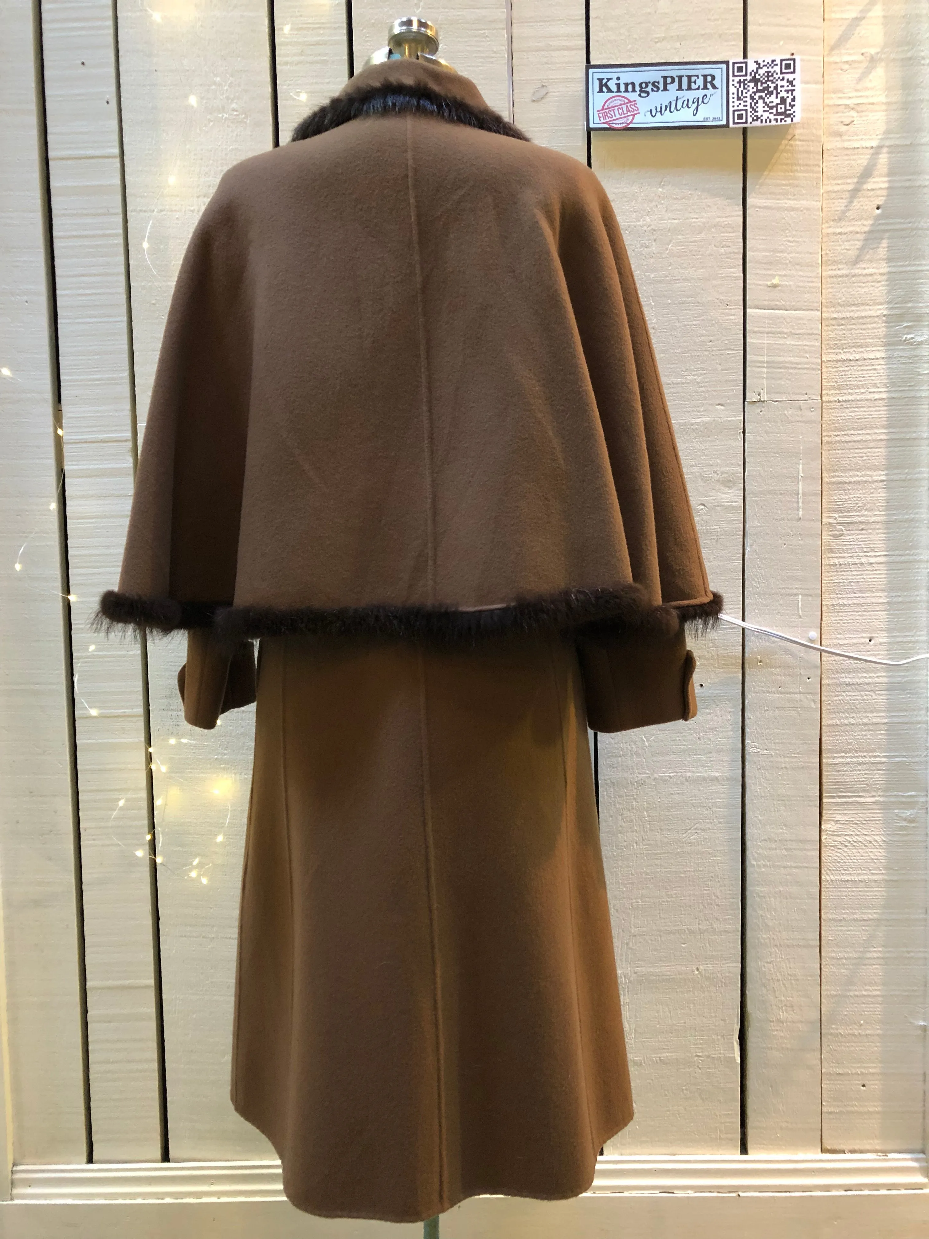 Vintage “Ch” by Tokyo and Co Long Coat with Fur Trim Cape