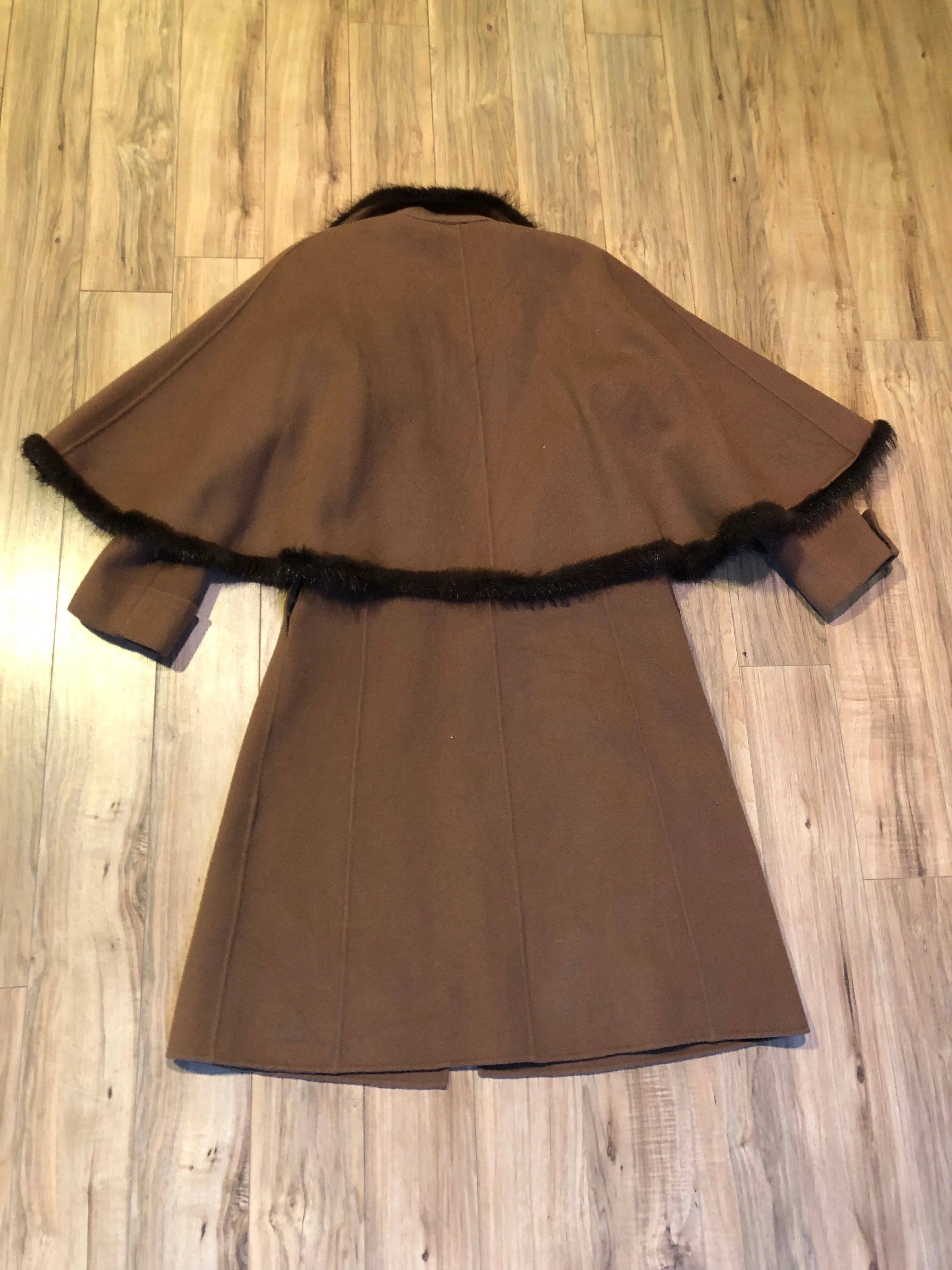 Vintage “Ch” by Tokyo and Co Long Coat with Fur Trim Cape