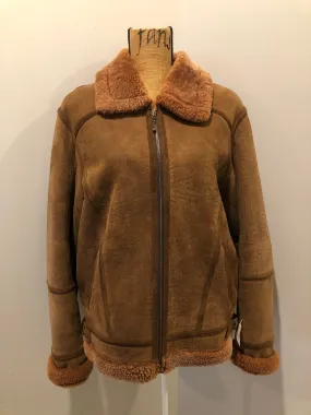 Vintage Hilshien Brown Shearling Bomber Coat