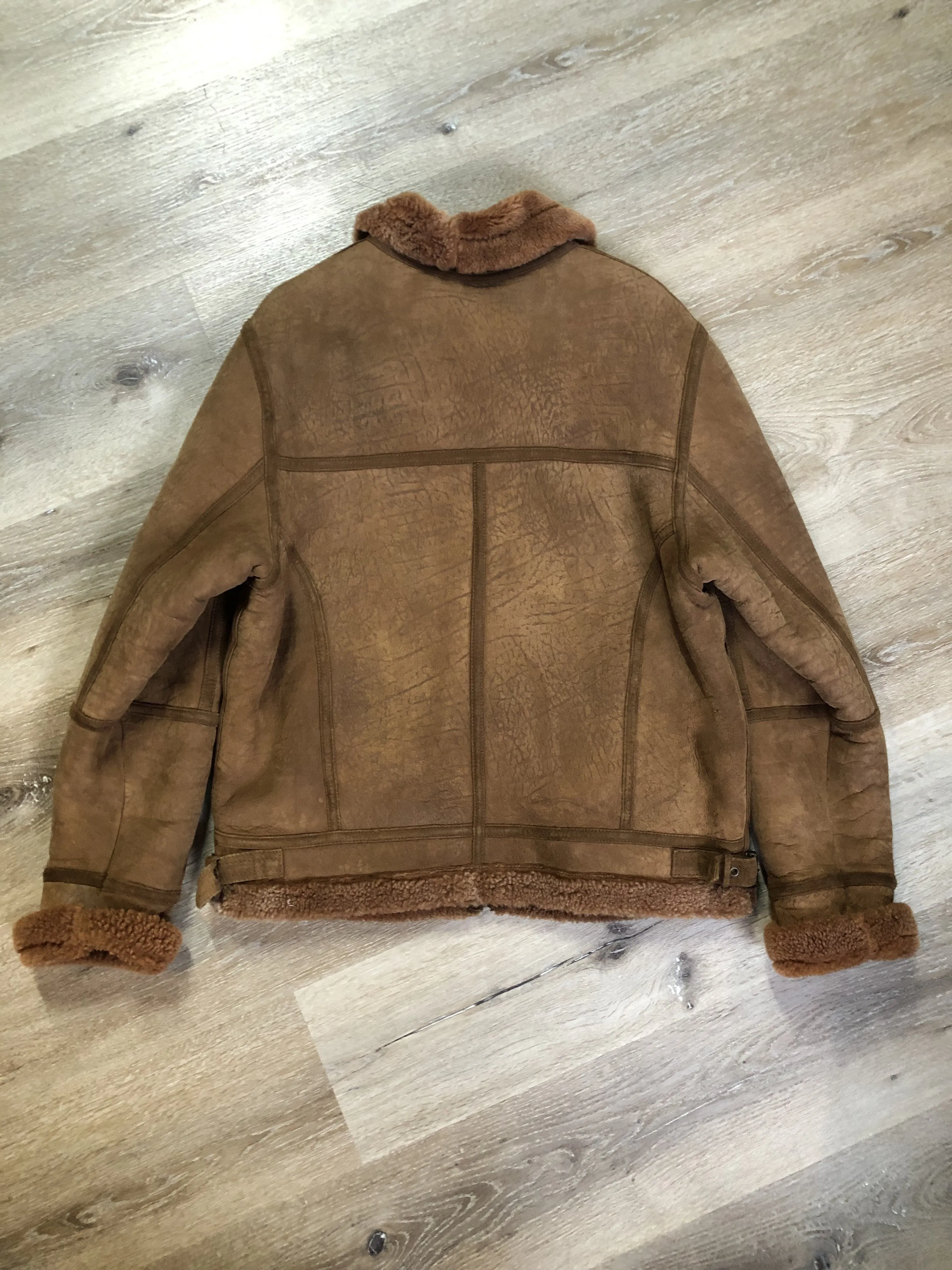 Vintage Hilshien Brown Shearling Bomber Coat