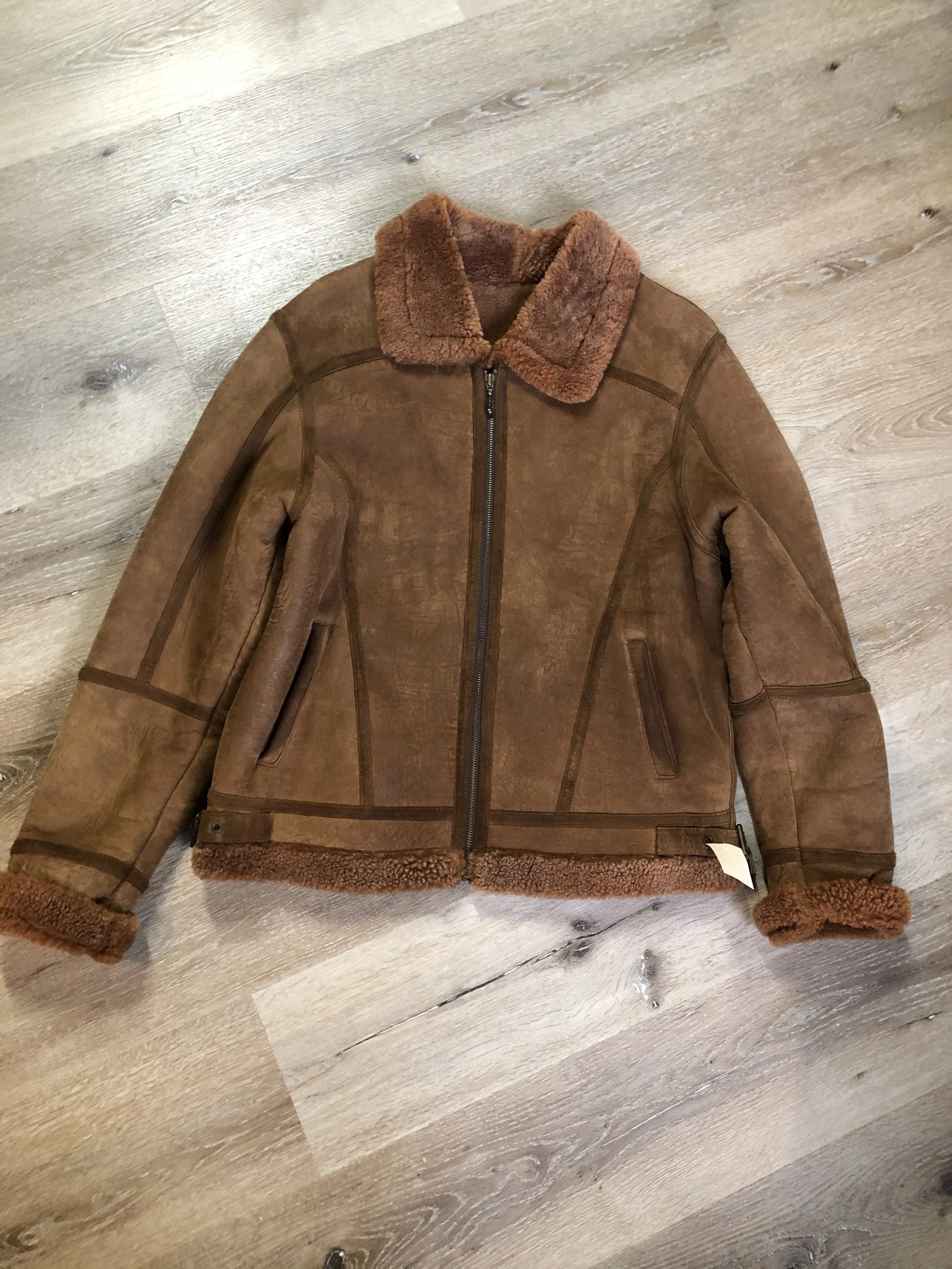 Vintage Hilshien Brown Shearling Bomber Coat