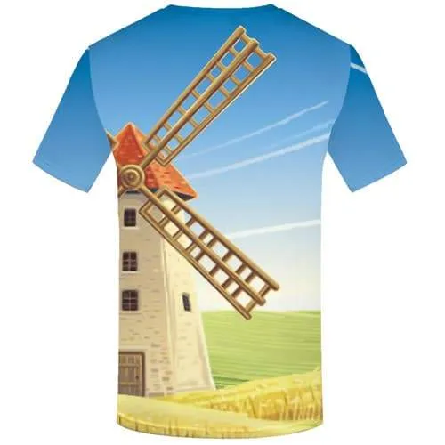 Windmill T-shirt Men Netherlands Tshirts Novelty Novel Tshirt Printed Cartoon T-shirts 3d Harajuku Tshirts Casual Short Sleeve