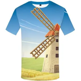 Windmill T-shirt Men Netherlands Tshirts Novelty Novel Tshirt Printed Cartoon T-shirts 3d Harajuku Tshirts Casual Short Sleeve