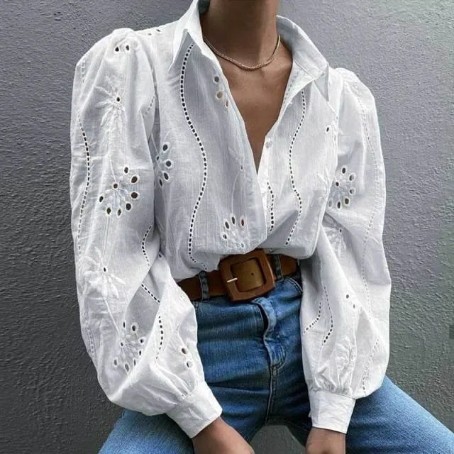 Women Casual Blouse Tops | Turn-Down Collar Long Sleeve Blouse | Women summer Shirt | Women Fancy Shirt | Elegant Shirt | Women Casual Shirt