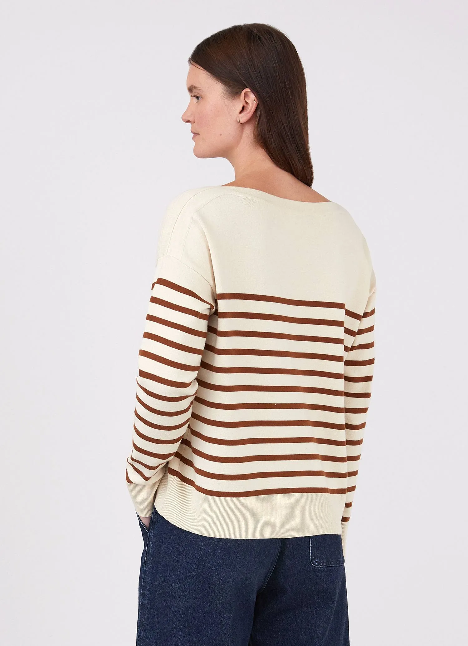 Women's Breton Stripe Jumper in Ecru/Gingerbread