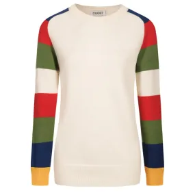 Women's rainbow knitted long-sleeved T-shirt