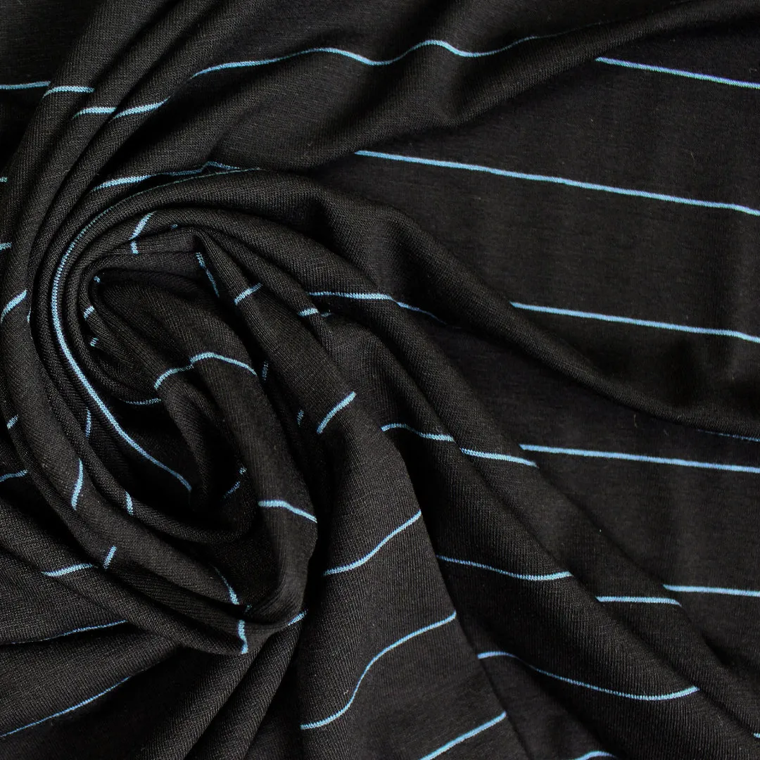 yarn-dyed viscose/spandex jersey - black/bluestone