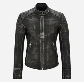 YSABEL Ladies Fashion Leather Jacket Biker Style Leather Jacket